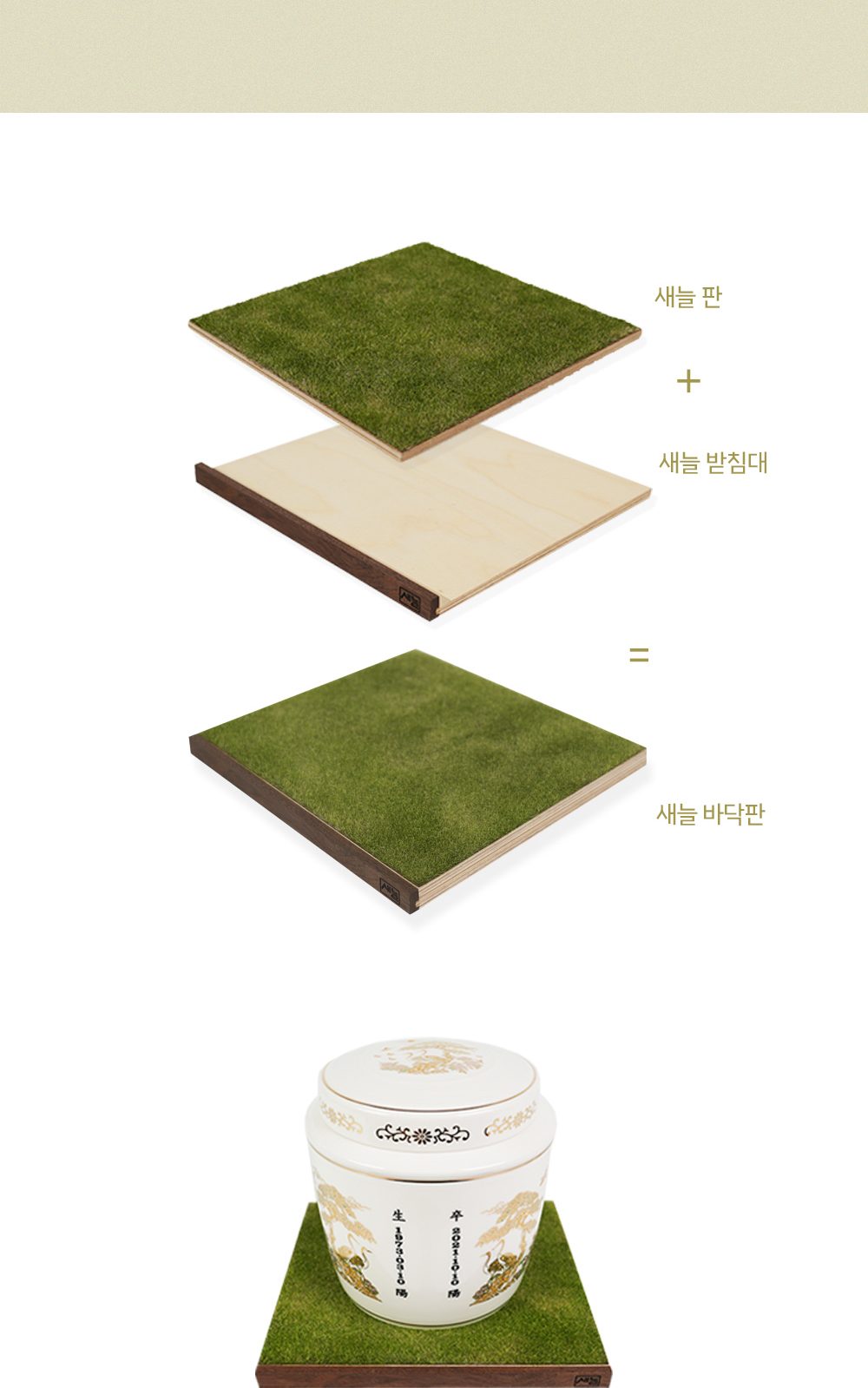 새늘 판 더하기 새늘 받침대는 새늘 바닥판 — 조합 구조 안내